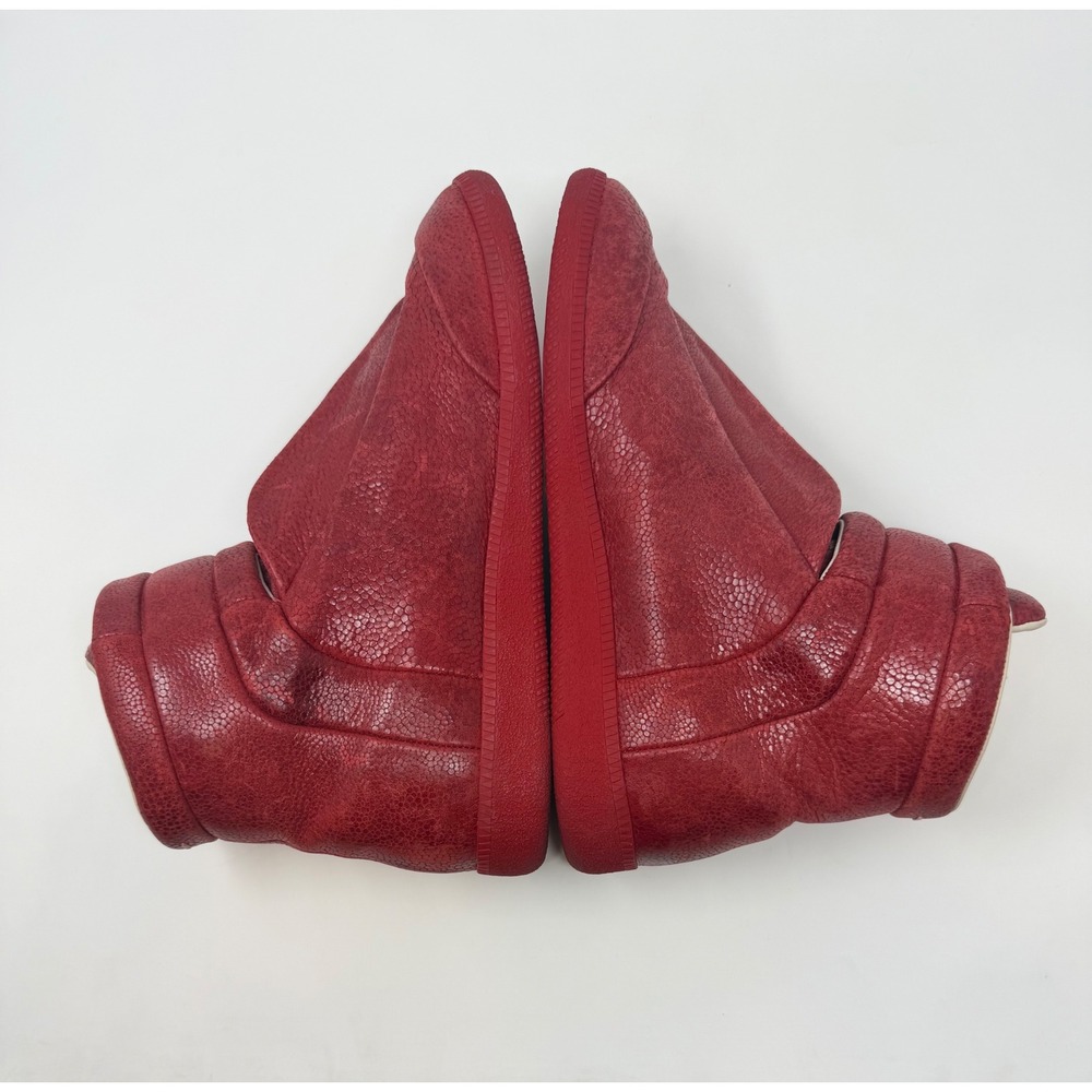 Maison Margiela Future High Sneaker Pebbled Red Leather Size 10 US 43 EU - Picture 4 of 10